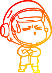 warm gradient line drawing cartoon stressed astronaut
