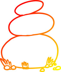 warm gradient line drawing cartoon large stacked stones