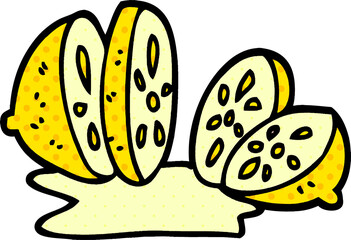 cartoon doodle sliced lemon