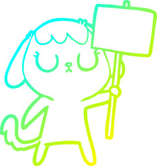 cold gradient line drawing cute cartoon dog