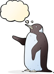 cartoon penguin with thought bubble