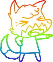 rainbow gradient line drawing angry cartoon fox