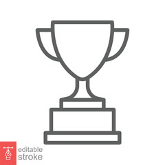 Trophy line icon. Simple outline style for app and web design element. Winner, award, cup, champ, contest, prize, won concept. Vector illustration isolated on white background. Editable stroke EPS 10.