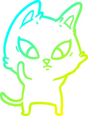 cold gradient line drawing confused cartoon cat
