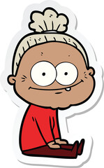 Fototapeta premium sticker of a cartoon happy old woman