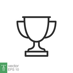 Trophy line icon. Simple outline style for app and web design element. Winner, award, cup, champ, contest, prize, won concept. Vector illustration isolated on white background. EPS 10.