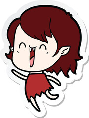 sticker of a cute cartoon happy vampire girl