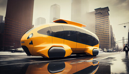 Fototapeta na wymiar Automated unmanned transport Car, Future of autonomus car transportation, Automated guided vehicle. Generative AI