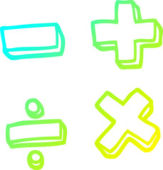 Fototapeta premium cold gradient line drawing cartoon math symbols