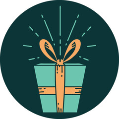icon of tattoo style christmas present