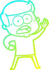cold gradient line drawing cartoon shocked man