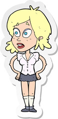 sticker of a cartoon woman with hands on hips