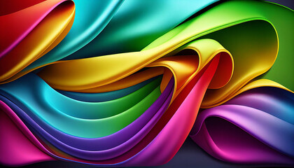 Silk Rainbow Abstract Background - Generative Ai