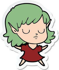 sticker of a cartoon elf girl