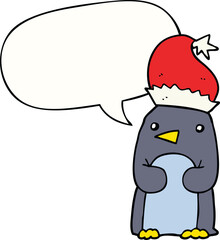 cute christmas penguin and speech bubble