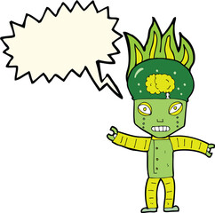 funny cartoon robot with thought bubble