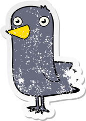 distressed sticker of a cartoon bird