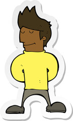 sticker of a cartoon happy man