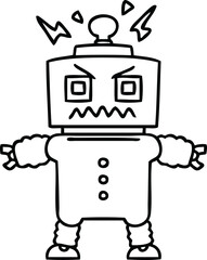 quirky line drawing cartoon robot