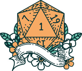 natural one d20 dice roll illustration