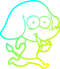 cold gradient line drawing happy cartoon elephant