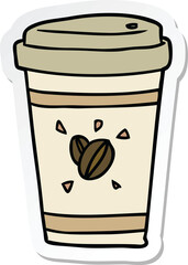 sticker of a cartoon takeout coffee