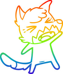 rainbow gradient line drawing angry cartoon fox