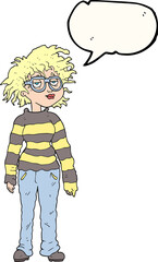 speech bubble cartoon geeky girl