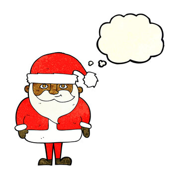 recommend clip art: cartoon happy santa claus with thought bubble
