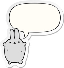 cartoon rabbit and speech bubble sticker