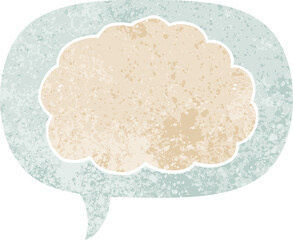 cartoon cloud and speech bubble in retro textured style