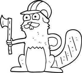 black and white cartoon beaver