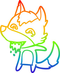 rainbow gradient line drawing cartoon hungry wolf