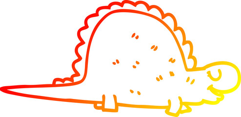 warm gradient line drawing cartoon prehistoric dinosaur