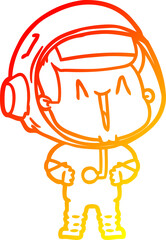 warm gradient line drawing happy cartoon astronaut