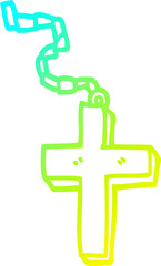 cold gradient line drawing cartoon metal cross