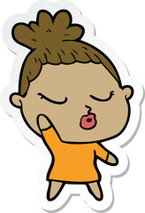 sticker of a cartoon calm woman