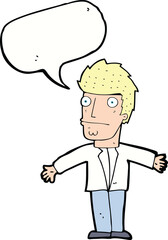 cartoon confused man with speech bubble