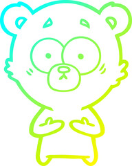 cold gradient line drawing surprised bear cartoon