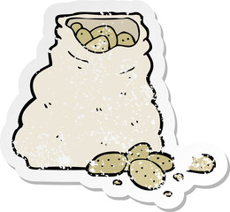 retro distressed sticker of a cartoon sack of potatoes