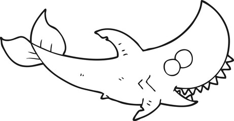 Naklejka na ściany i meble black and white cartoon shark