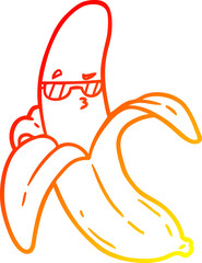 warm gradient line drawing cartoon banana