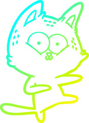 cold gradient line drawing cartoon cat dancing