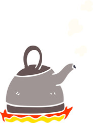 cartoon doodle kettle on stove