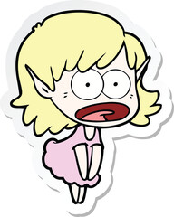 Obraz premium sticker of a cartoon shocked elf girl