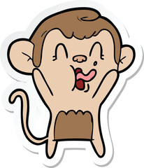 sticker of a crazy cartoon monkey