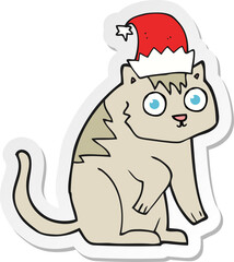 sticker of a cartoon cat wearing christmas hat
