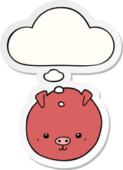 cartoon pig and thought bubble as a printed sticker