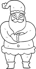 line drawing cartoon santa