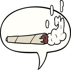 cartoon marijuiana joint and speech bubble